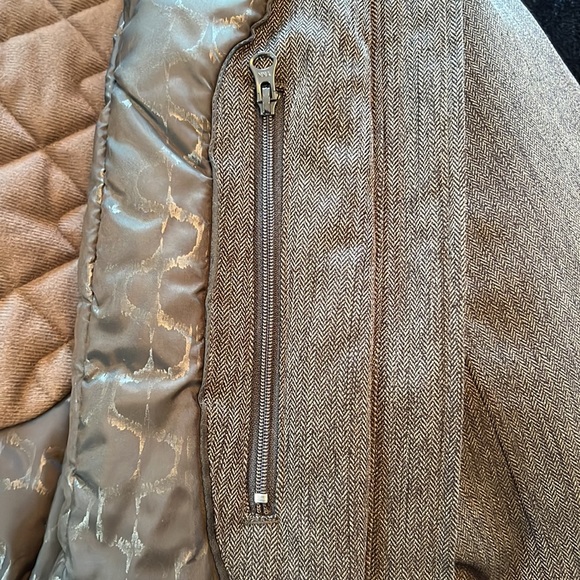 MERRELL brown herringbone pattern long winter coat. - Picture 6 of 8